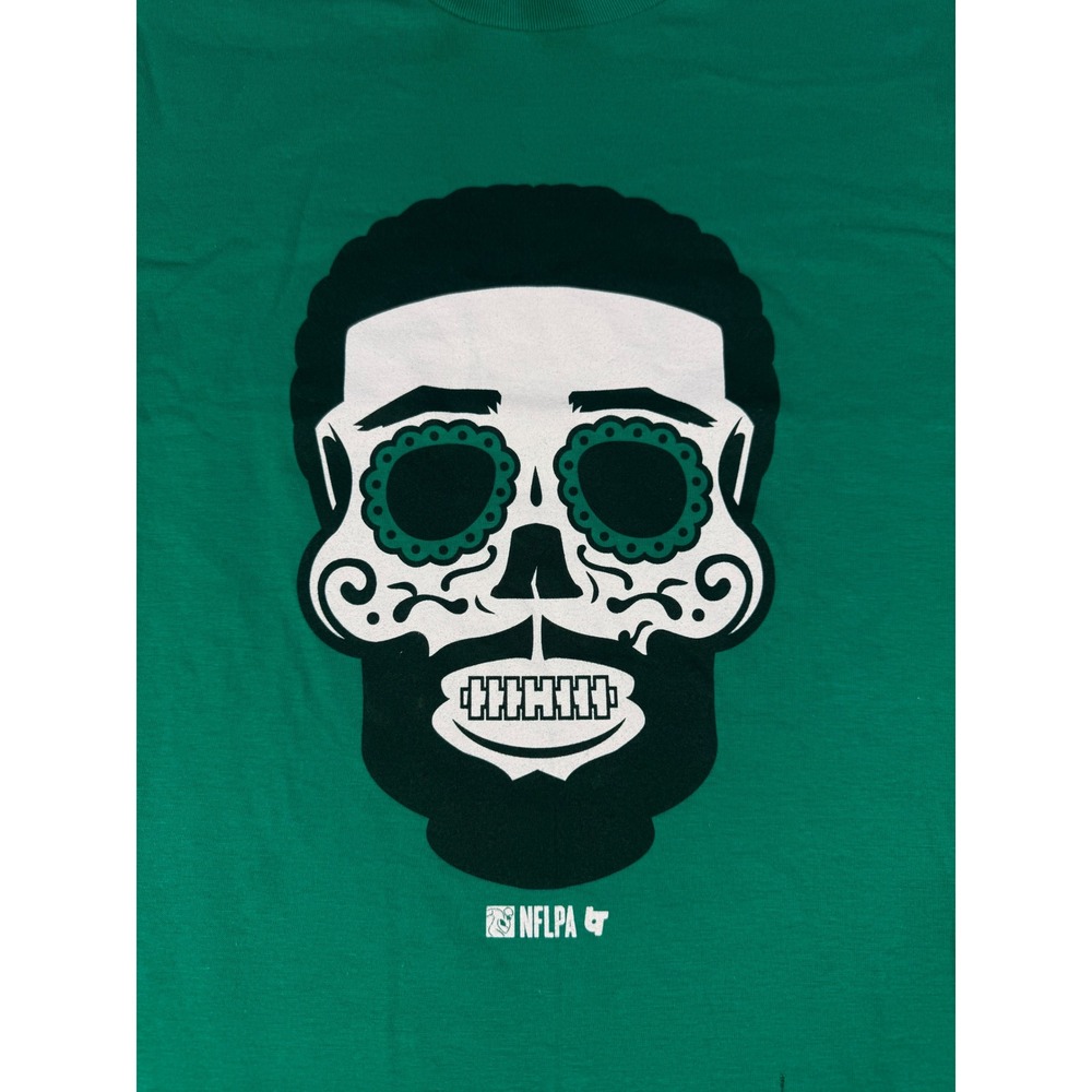 BreakingT Jason Kelce Sugar Skull Green NFLPA T-Shirt Mens Medium New
